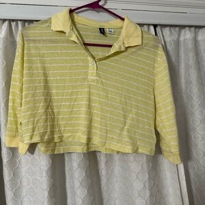 BDG Cropped Yellow Striped Polo Shirt